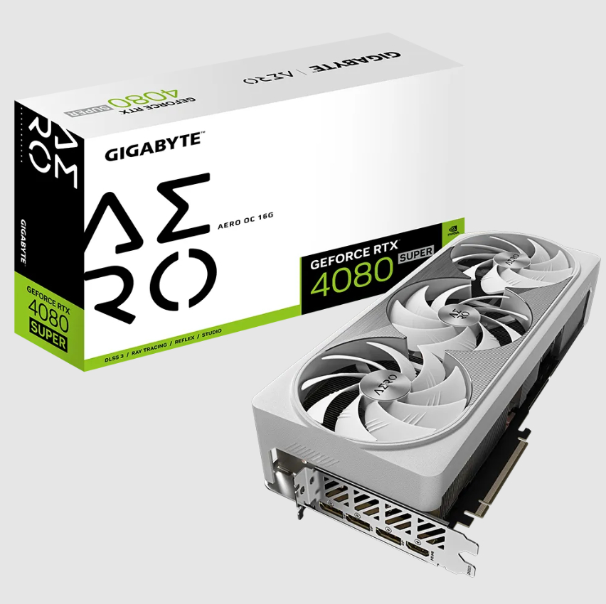  nVIDIA GeForce RTX4080 SUPER AERO OC 16G<br>Core Clock: 2595MHz, 1x HDMI/ 3x DP, Max Resolution: 7680 x 4320, 1x 16-Pin Connector, Recommended: 850W  